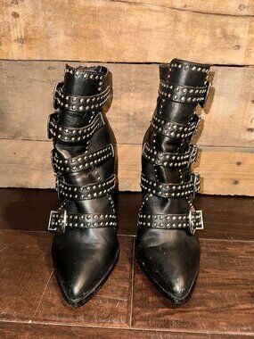 Steve Madden Black Heeled Booties with Buckles